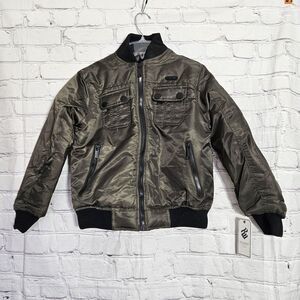 NEW Rocawear Classic Size M 10/12 Green Coat Front Zipper & Pockets